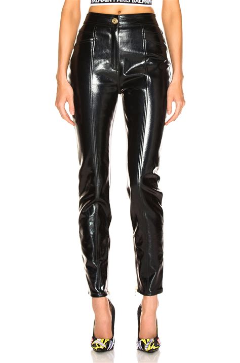 Balmain Patent Leather Pants In Black Fwrd