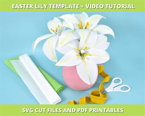 Crepe Paper Easter Lily Template And Tutorial Lily Svg File Etsy Canada