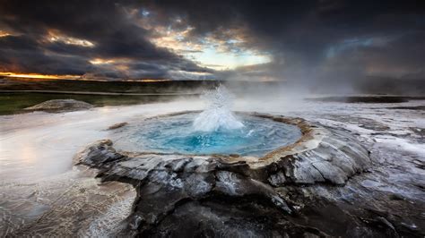 Clouds Geysers 1080p Iceland Hot Spring Water Mist Hd Wallpaper