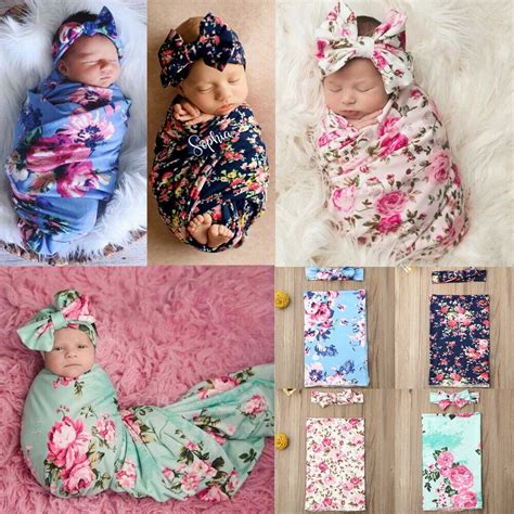 2pcs Newborn Baby Floral Snuggle Swaddling Wrap Blanket Sleeping Bag