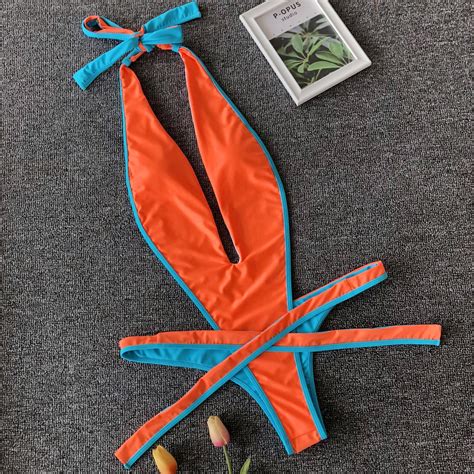 sexy fashion orange one piece swimsuit