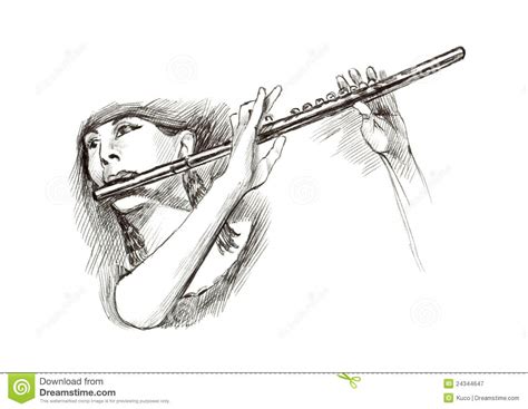 This lifetime flutist loved it and agrees! Girl with flute stock illustration. Image of flute, doodle ...