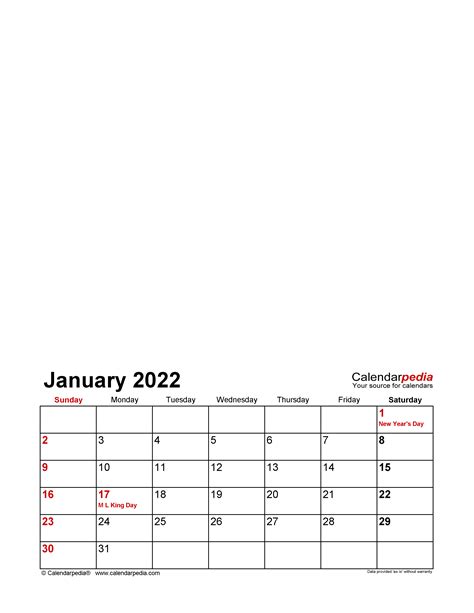 2022 Calendar Free Printable Pdf Templates Calendarpedia