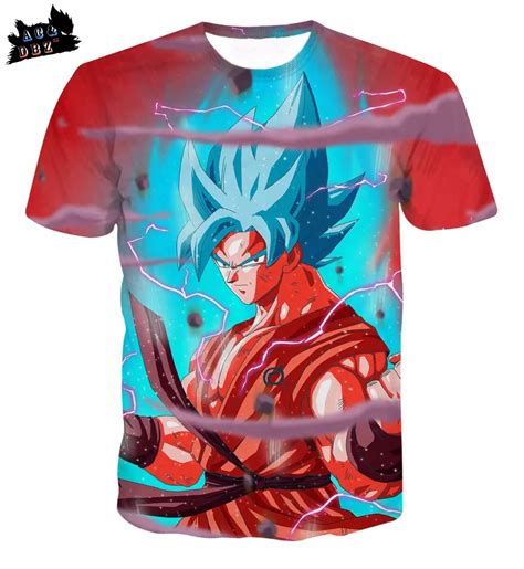 Acanddbz New Men S Summer T Shirt Dragon Ball Super Goku 3dt Super Saiyan Blue Men And Women