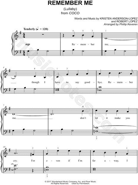 Phillip Keveren Remember Me Lullaby Sheet Music Easy Piano In G