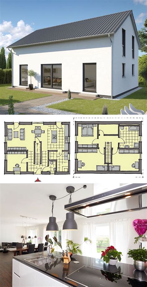 Drempel ist ca 1 meter hoch. Modernes Einfamilienhaus Neubau mit Satteldach Architektur ...