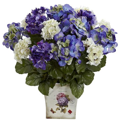 Get it as soon as mon, jul 12. 11"Hx12"W Mixed Hydrangea Silk Flower Arrangement -Blue/Purple