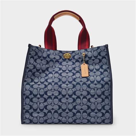 Coach Signature Chambray Canvas Tote 34 In Blue Lyst