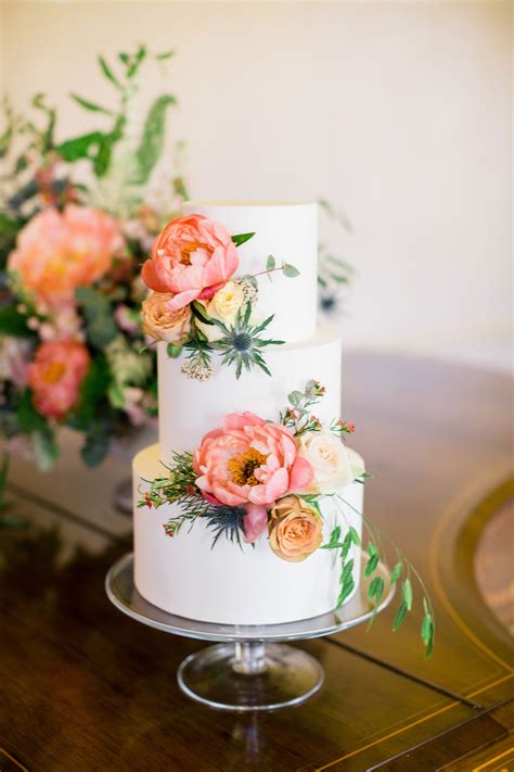 Coral Peach Wedding Cake Wedding Cake Peonies Wedding Cakes With