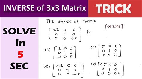 Trick To Find Inverse Of X Matrix Without Pen Paper Youtube