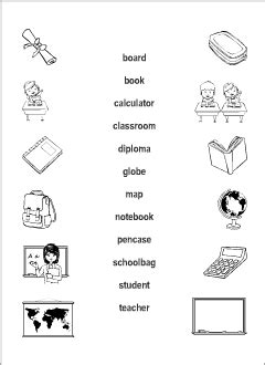 school vocabulary  kids learning english printable resources