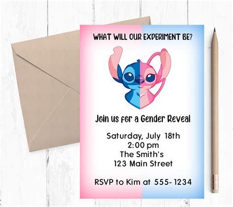 Stitch And Angel Gender Reveal Invitation Lilo And Stitch Theme Etsy