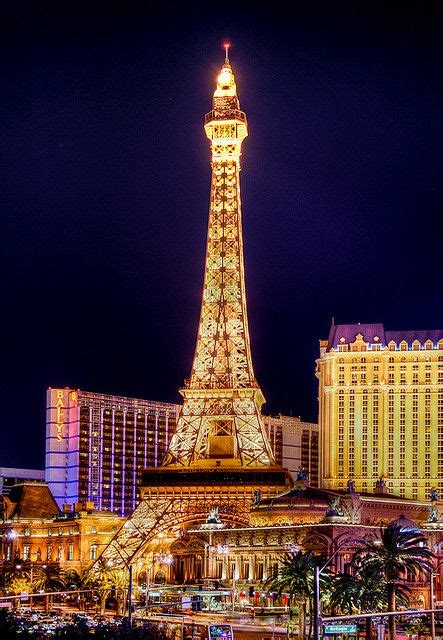 Eiffel Tower At Night Paris Las Vegas