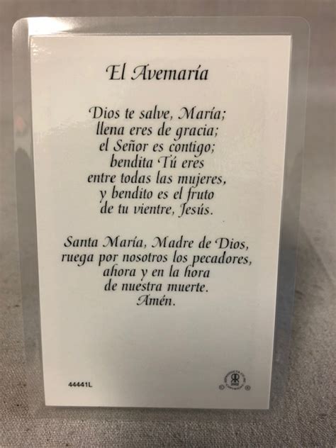Hail Mary Spanish Laminated Prayer Card Catholic Closeout
