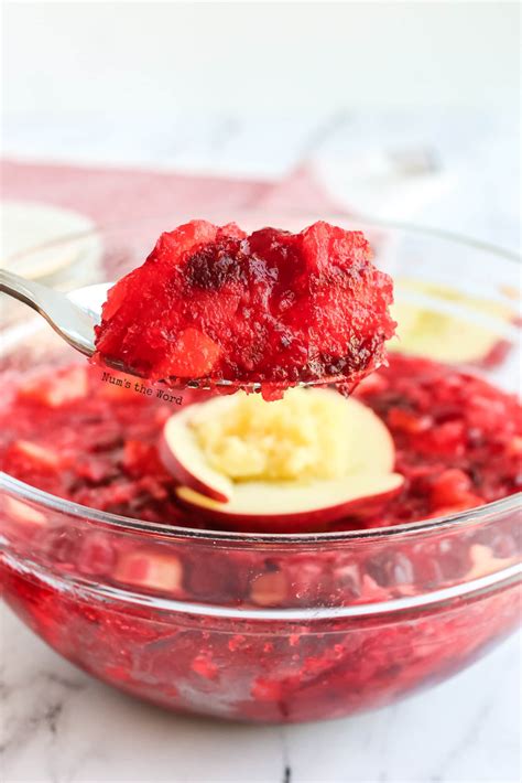 Cranberry jellied salad (serves 12) 1 (14 oz.) canned jellied cranberry sauce 2 (3 boxes flavored raspberry jello 1 cup (8 oz.) sour cream 1 cup walnuts or pecans, chopped 2. Cranberry Jello Salad Thanksgiving Side Dish - Num's the Word