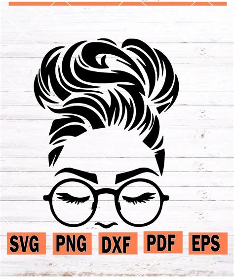 Free Messy Bun And Sunglasses Svg Dxf Eps Png File
