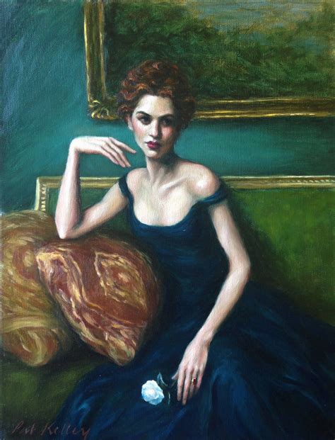 Female Figurative Painting Woman In A Blue Dress Original Oil