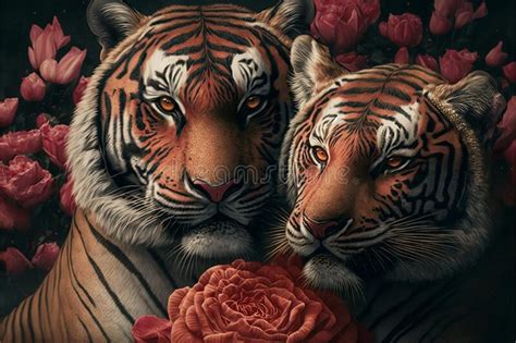 Valentines Day Cuddling Animals Royal Bengal Tiger Couple4