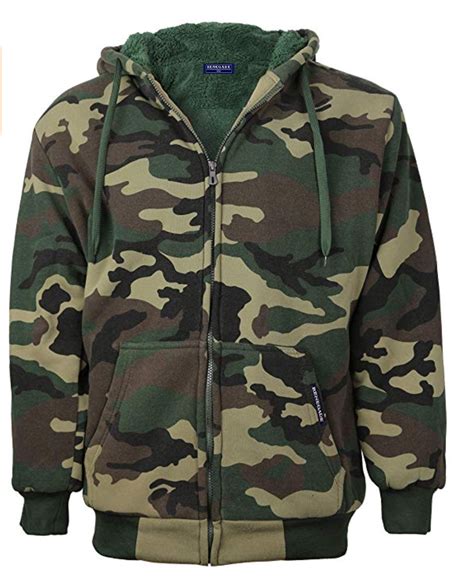 Men Mens Camouflage Zipper Hoodie Hooded Waterproof Jacket Jumper