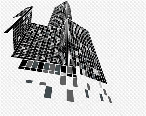 Psd Png Geometric Silhouette Of Urban Tall Buildings 3d Background