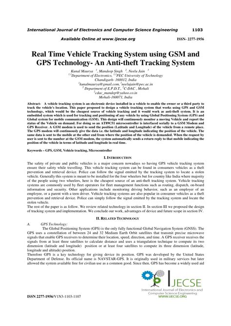 Pdf Real Time Vehicle Tracking System Using Gsm And Gps
