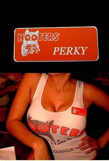 Hooters Girl Uniform Perky Name Tag Waitress Bartender Pin Lingerie