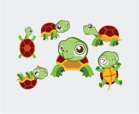 Cute Turtle Cartoon Vector Vector Art And Graphics