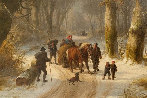 Group Of People Walking On Road With Horse Painting Classic Art