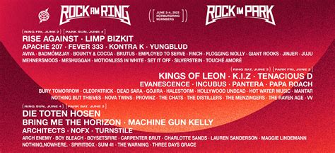 Rock Am Ring Rock Im Park 2023 Line Up Bandwelle Pop Himmelde