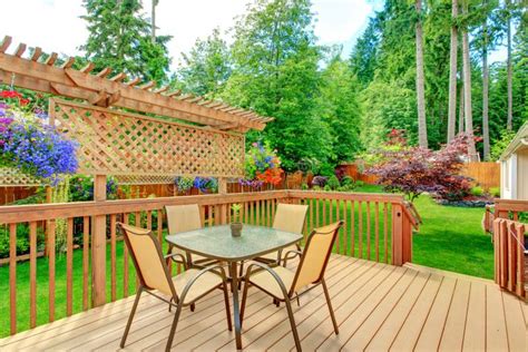 Walkout Deck With Patio Area Stock Image Image Of Spring Fenced