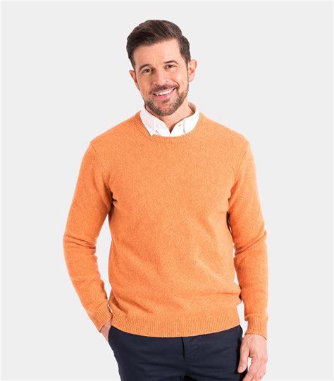 Bright Orange Twist Pure Lambswool Knitted Crew Neck Jumper