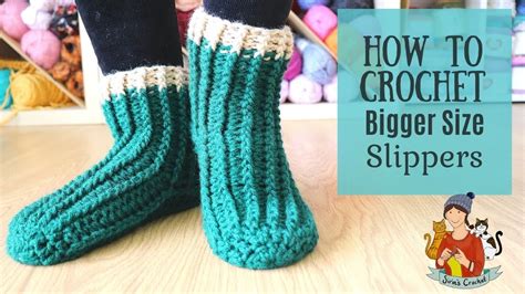 How To Crochet Bigger Size Slippers Easy Beginner Tutorial Youtube