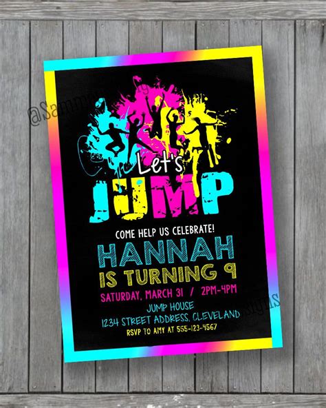 Trampoline Party Invitation Bounce House Invitation Jump Invitation Trampolin