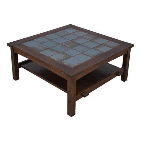 Stickley Gustav Design Tile Top Mission Oak Coffee Table Chairish
