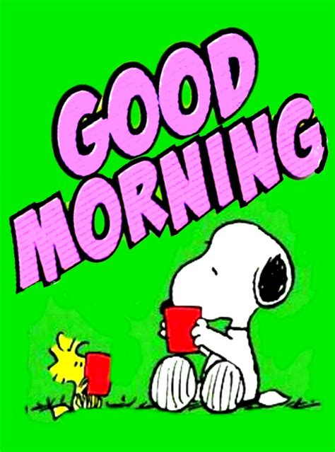 Snoopy Holding A Cup With The Words Good Morning On It