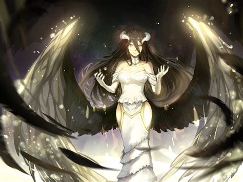 Anime Girl Demon Evil Horns Wings Glowing Dark