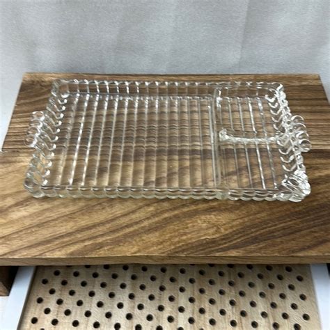 Other Vintage S S Hazel Atlas Ribbed Snack Sip And Smoke Tray