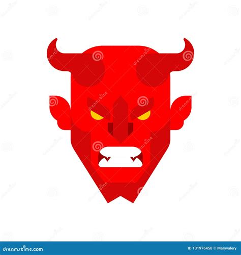Red Demon Face Horned Satan Muzzle Devil With Horns Head Asmodeus