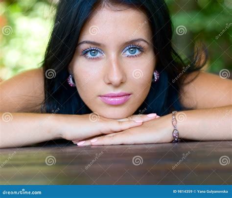 Portrait Pretty Brunette Girl Stock Image Image Of Beautiful Look