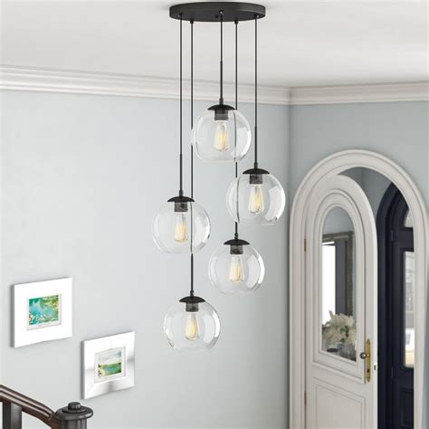Mercury Row® Snead 5 Light Cluster Globe Pendant With Glass Accents And Reviews Wayfair
