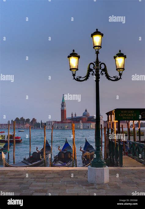 View To San Giorgio Maggiore With Gondolas Venice Stock Photo Alamy