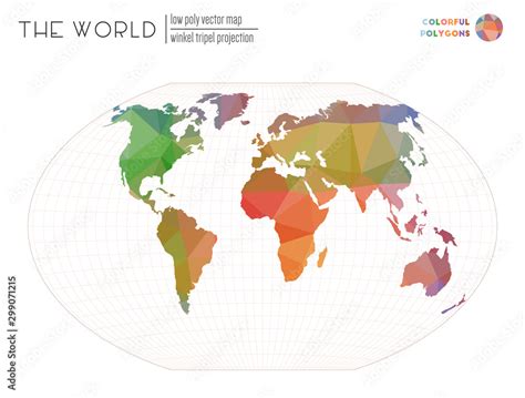 Abstract World Map Winkel Tripel Projection Of The World Colorful