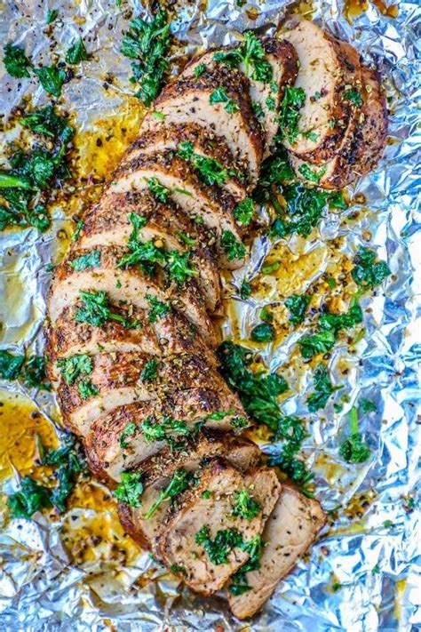 The pork tenderloin is then rubbed in a flavorful but not too spicy cajun rub, and then baked while being glazed with a tangy maple dijon glaze. sliced pork tenderloin on foil pouch recipe picture ...