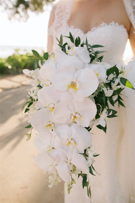 Cascading Ivory Orchid Bridal Bouquet By Petals Anna Kim Photography