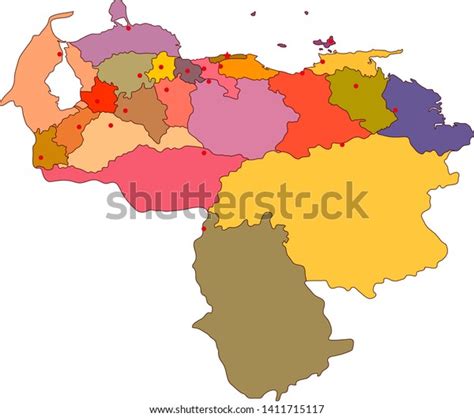 High Detailed Political Map Venezuela Regions Vetor Stock Livre De