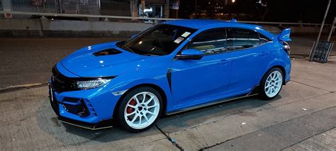 Honda Civic Type R FK8 Blue With White Rays Volk ZE40 Wheel Front