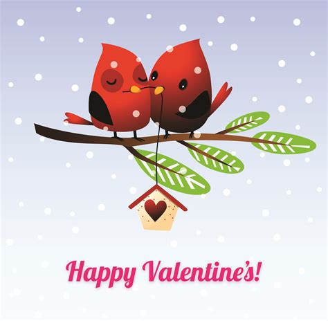 Snuggling Valentines Day Love Birds On Tree Branch 695586 Vector Art