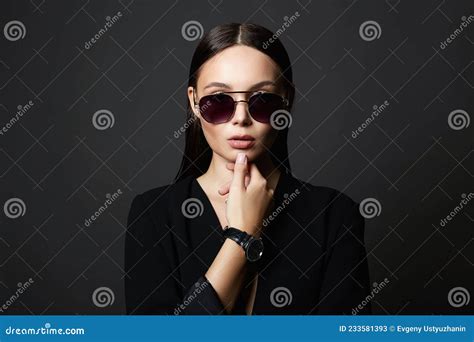 beautiful woman in sunglasses beauty girl in suit stock image image of attractive lovely