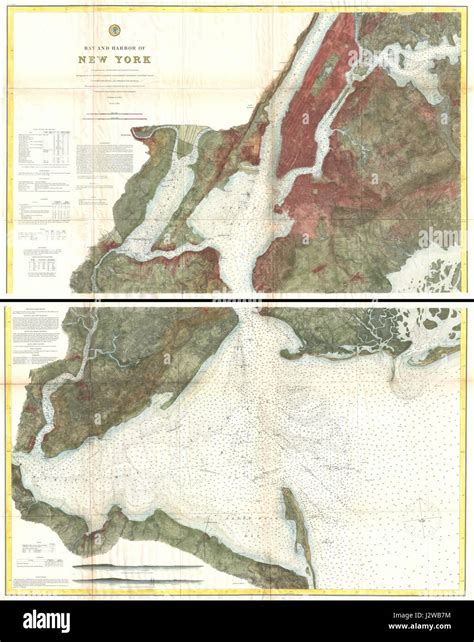 1874 Us Coast Survey Map Of New York City Bay And Harbor 2 Part