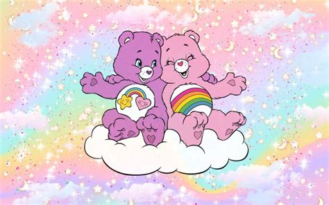 Cute Care Bear Pink And Purple Bear Aesthetic Desktop Wallpaper Bear
